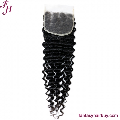 5x5 Deep Wave Human Hair Lace Frontal Closure Wholesale Virgin Human Hair Lace Closure