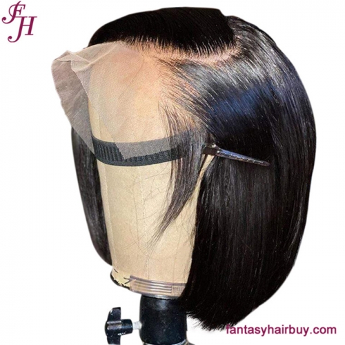 FH High Quality Raw Unprocessed Human Hair Wig 13x4 Lace Frontal Short Bob Wig Transparent Lace Bob Wig