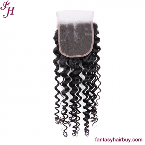 FH Peruvian Deep Wave 4x4 Closure Virgin Hair Transparent Lace Closure