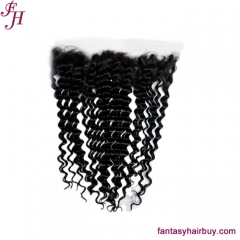 FH Brazilian Human Hair 13x4 Lace Deep Wave Transparent Lace Frontal