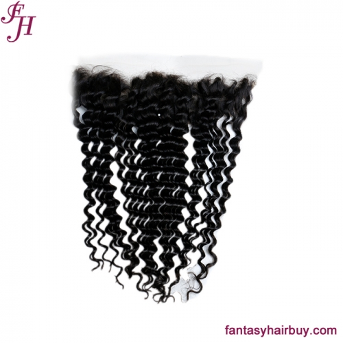 Brazilian Human Hair Pre Plucked 13x4 Lace Frontal Transparent Lace Frontal Deep Wave Frontal Closure