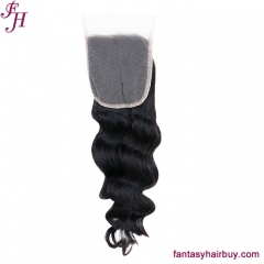 FH Brazilian Loose Wave Pre Plucked 4x4 Transparent Lace Closure