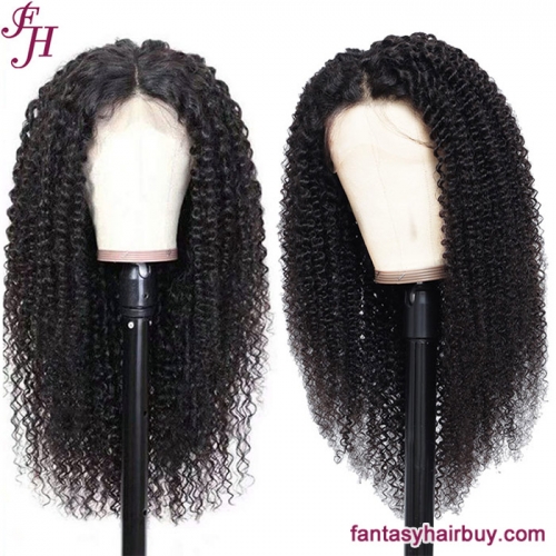 FH wholesale Remy Brazilian Curly Kinky Curly HD Lace 13x4 Human Hair Wig 2 Bundles With Frontal