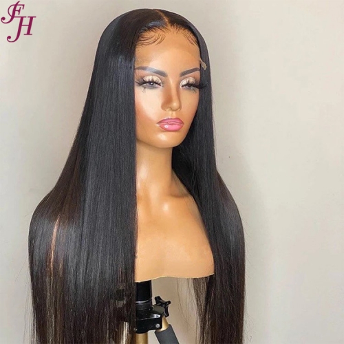 FH 4x4 HD Lace Brazilian Hair Straight Human Hair  Wig 2 Bundles With Closure