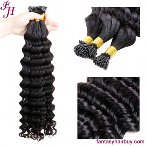 FH Wholesale Raw Brazilian Human Hair Deep Wave I Tip In Hair Extension