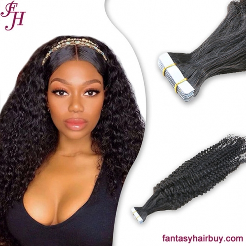 FH Cuticle Aligned Human Hair Kinky Curly Tape Hair Extension