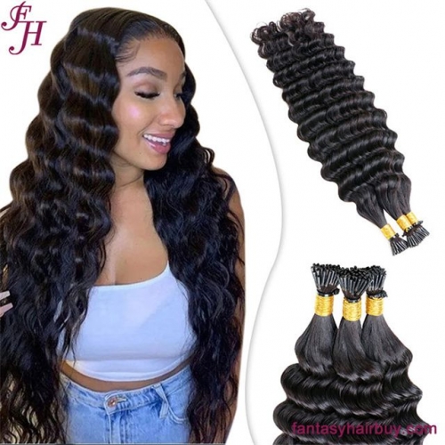 FH Deep wave micro link i tip human hair extension bundles