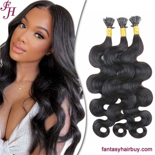 FH Natural black body wave i tip brazilian human hair extension