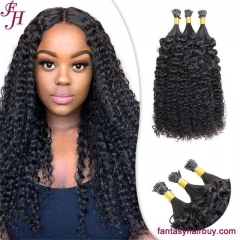 FH Wholeslae vendor kinky curly Italy keratin i tip hair extension