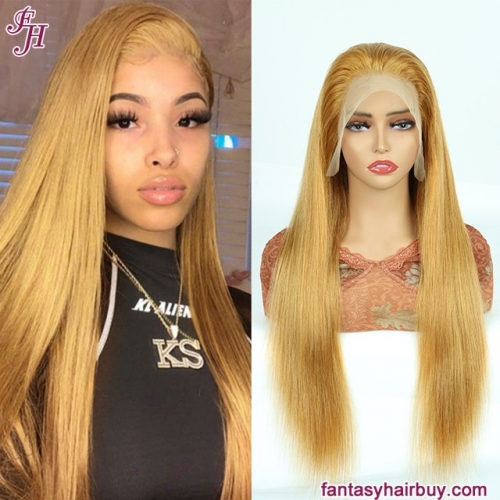 FH hair vendor supply honey blonde 13x4 transaprent lace front straight hair wig