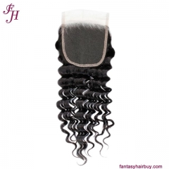 FH Peruvian Deep Curly 4×4 Closure Virgin Hair HD Lace Closure