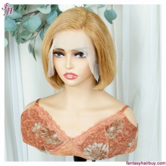FH brazilian hair cuticle aligned hair side part bob lace pixie wig