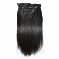 Brazilian Virgin Straight Clip in Hair Extension Natural Black
