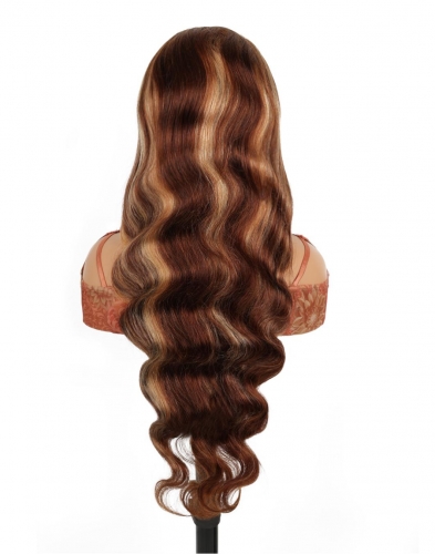 FH #P4/27  transparent lace 13×4 lace frontal highlight body wave wig