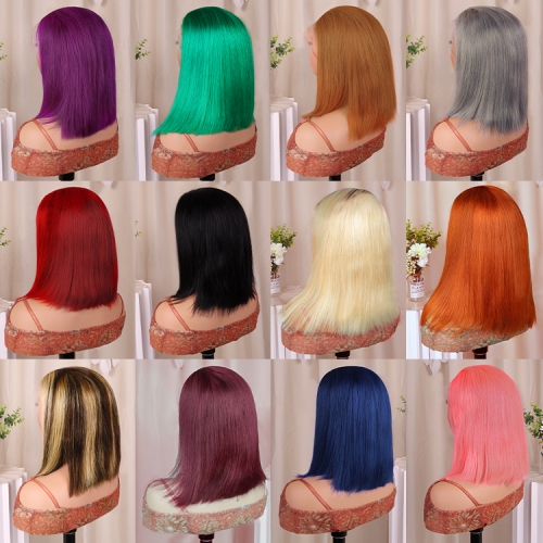 FH 13x4 colorful lace frontal Full Bob Wig ready to ship