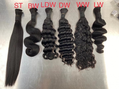 Natural curly virgin hair bulk high quality voluminous curl 100G/bulk
