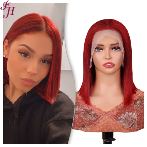 FH 13x4 colorful front lace wig red color straight style Bob Wig ready to ship
