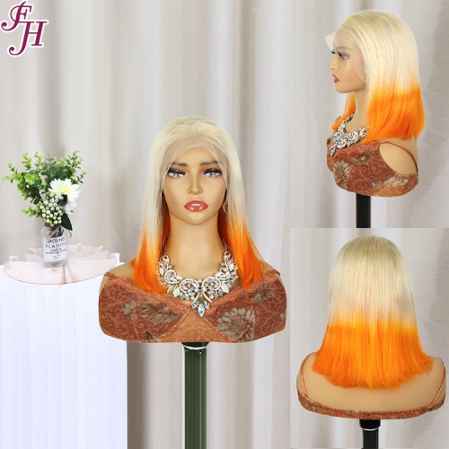 FH 13x4 colorful front lace wig color #T613/orange straight style Bob Wig ready to ship