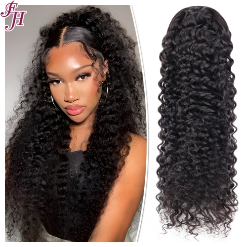 FH High quality natural human hair deep wave style drawstring ponytail ready to ship in stock