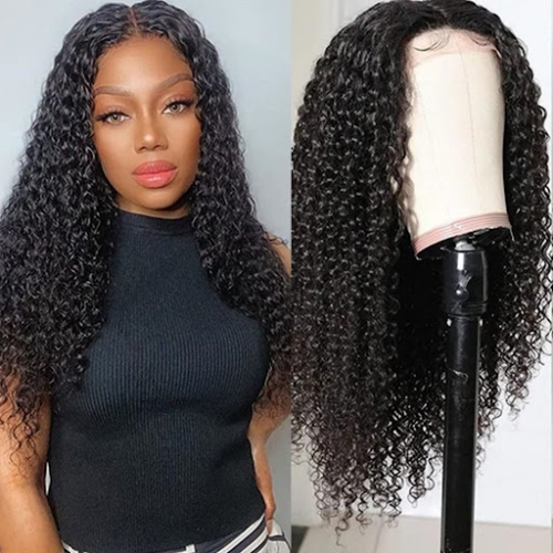 FH Human Hair Wig HD 4x4 Lace closure Wigs kinky curly natural hairline