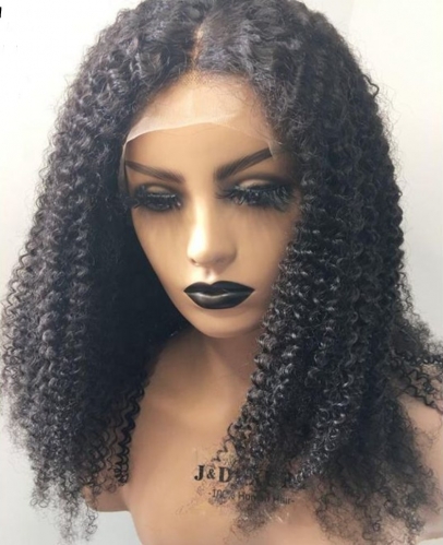 FH best selling 5x5 HD lace closure kinky curly human hair lace wig