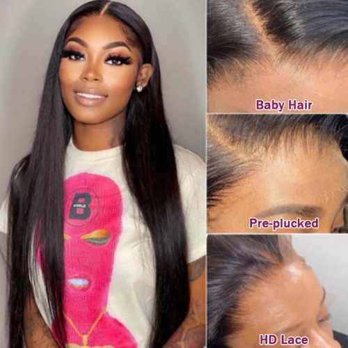 FH 5x5 transparent Lace Closure Brazilian Hair Straight Human Hair Wig