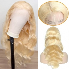 FH 13X4 HD lace blonde #613 100% body wave human hair lace wig