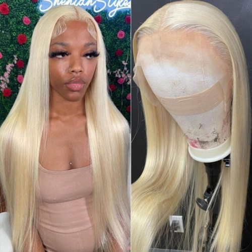 FH 13X4 HD lace blonde #613 100% straight human hair lace wig