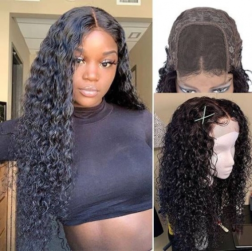 FH 5x5 transparent Lace Closure Water Wave glueless human hair wig