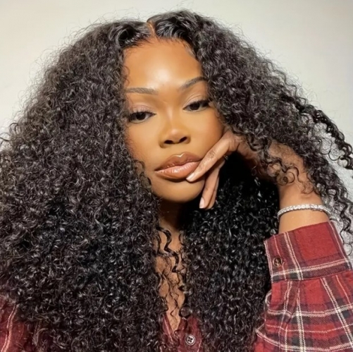 FH Kinky Curly 13x6 HD Lace Front Wig Natural Human Hair Wigs with Pre-Plucked Hairline and Baby Hair