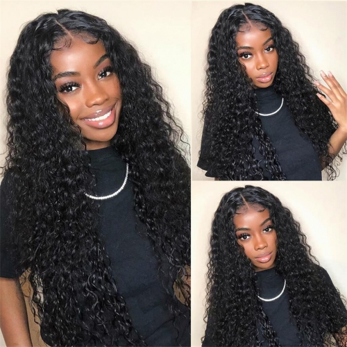 FH 100%real Human Hair Deep Wave HD invisible lace 13x6 Lace Frontal Wigs