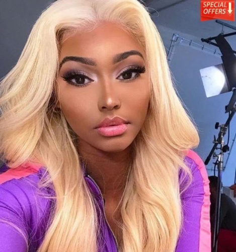 FH human hair transparent lace blonde 613 straight Full Lace Wig