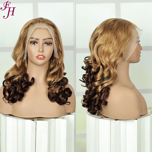 FH 13x4  frontal lace wig color T27-4 bouncy curl human hair wigs 20"