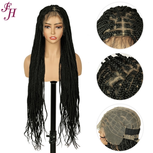 FH breathable full lace wig P15239  synthetic knotless braided box wigs