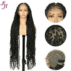 FH breathable full lace hair wig P15242 boho knotless braided box wigs