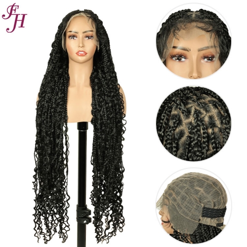 FH breathable full lace hair wig P15242 boho knotless braided box wigs