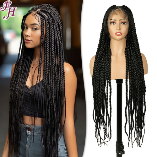 FH breathable full lace wig P15237  synthetic knotless braided box wigs