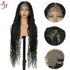 FH breathable full lace wig P15241 curly knotless braided box wigs