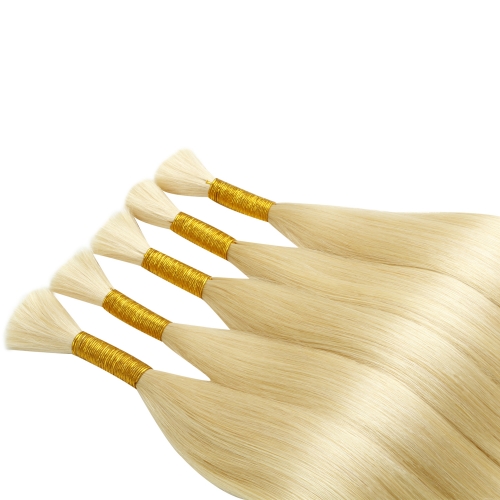 FH  500g virgin human hair bulk #613 blonde bone straight human braiding hair