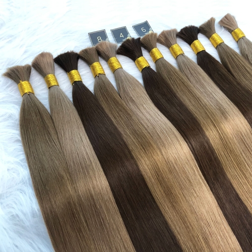 FH 100g/bag double drawn virgin human hair bulk color bone straight human braiding hair( Customize Only approx 10 Bdays)