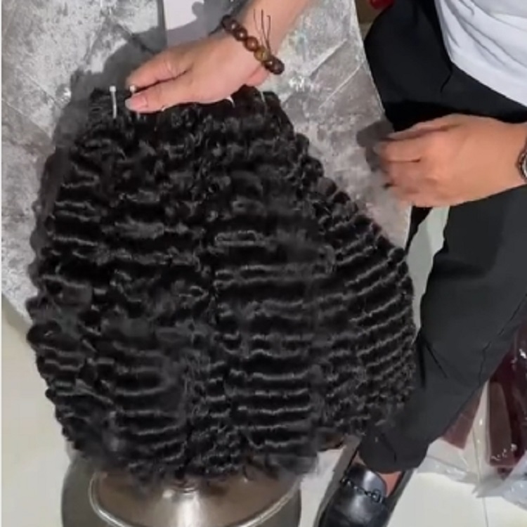 double drawn burmese curly human hair weft bundle  raw virgin hair