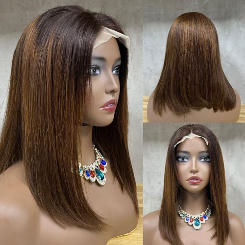 FH brown 4x4 transparent Lace Closure blonde straight human hair lace wig