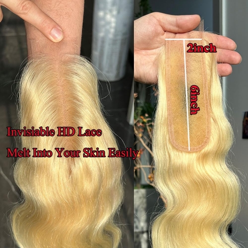 FH 613 Peruvian Hair Blonde Body Wave  2x6 HD Lace Closure