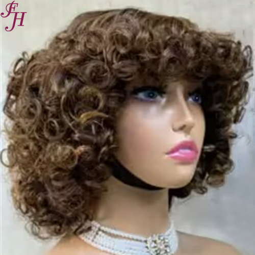 FH high quality short curly headband wig natural human hair curly wave headband wig