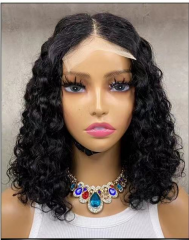 FH Transparent Lace Closure Wig Brazilian Water Wave Deep Part 4x4 Lace Front Wig