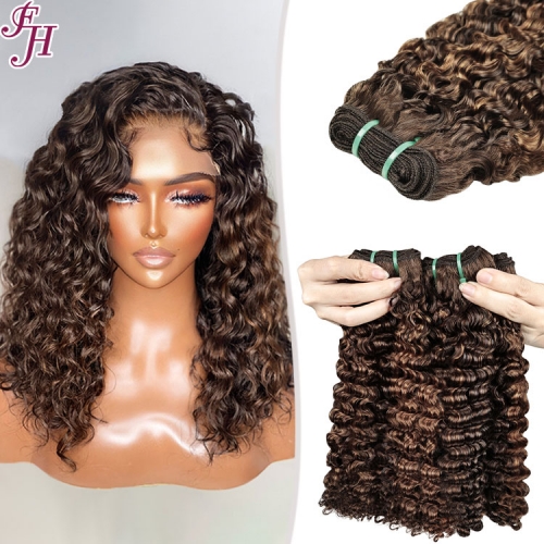 #P4/27 double drawn burmese curly human hair weft bundle raw virgin hair