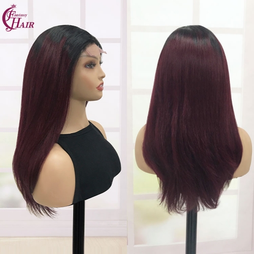 4x4 Double Drawn Lace Front Wig T1b-99J Raw Human Hair Wigs Vietnamese Hair