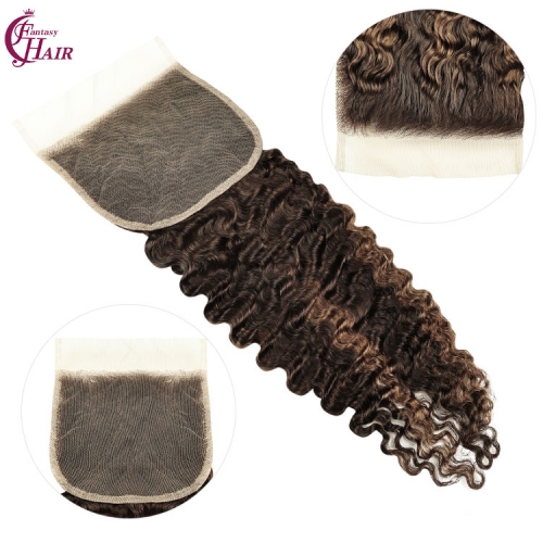 FH #4/27 virgin human hair 5X5 burmese curly lace closure