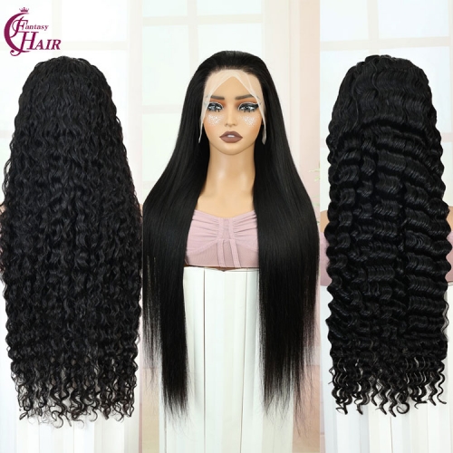 FH 16"-30" cheap price 13x4 transparent lace frontal human hair wig with detachable elastic band