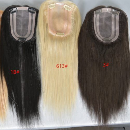 FH 12"-14" Premium Human Hair Toppe 4x6inch Mono Base Clip In Top Pieces For Women